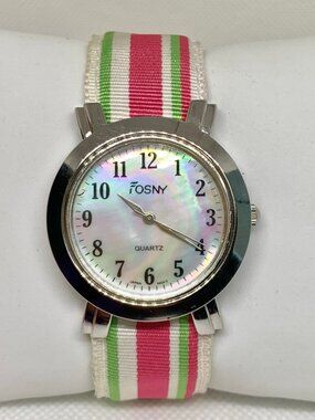 Fosny women’s watch 35mm quartz colorful with fabric bands set running